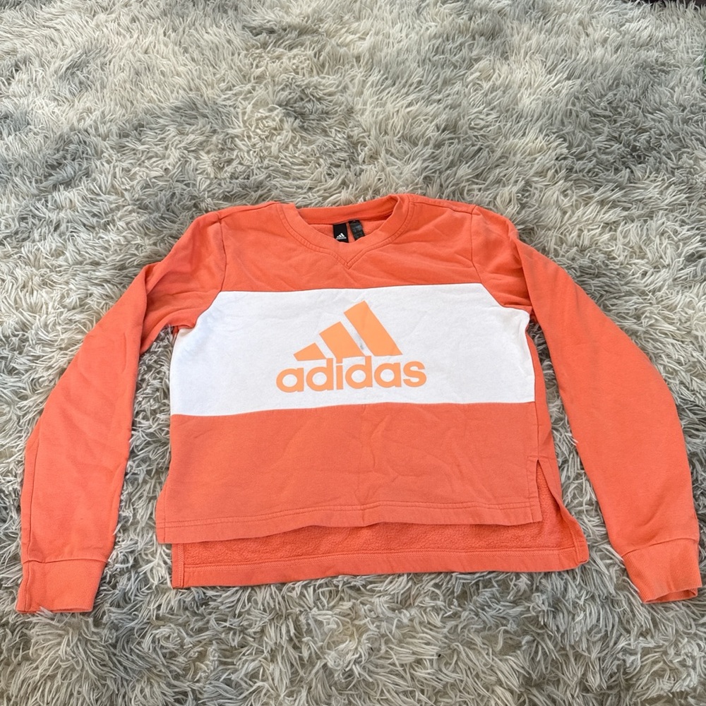 Adidas Two-Tone Coral and White Crewneck
